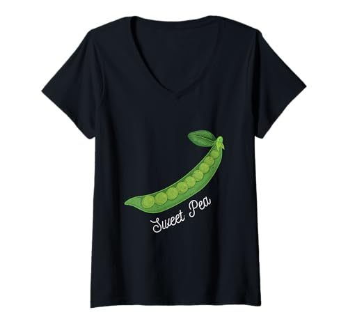 Damen Sweet PEA Kawaii T-Shirt mit süßem, entzückendem Gemüse im Minimal-Stil T-Shirt mit V-Ausschnitt Damen Sweet PEA Kawaii T-Shirt mit süßem, entzückendem Gemüse im Minimal-Stil T-Shirt mit V-Ausschnitt von Pea Cute Adorable Gear