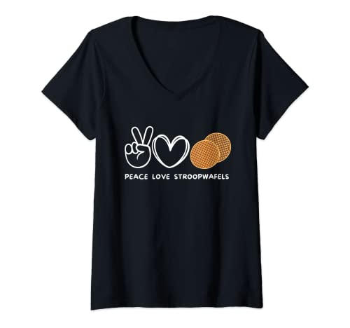 Damen Peace, Love Stroopwafels Retro Stroopwafels Liebhaber Essen Liebhaber T-Shirt mit V-Ausschnitt Damen Peace, Love Stroopwafels Retro Stroopwafels Liebhaber Essen Liebhaber T-Shirt mit V-Ausschnitt von Peace, Love And Stroopwafels Retro Stroopwafels