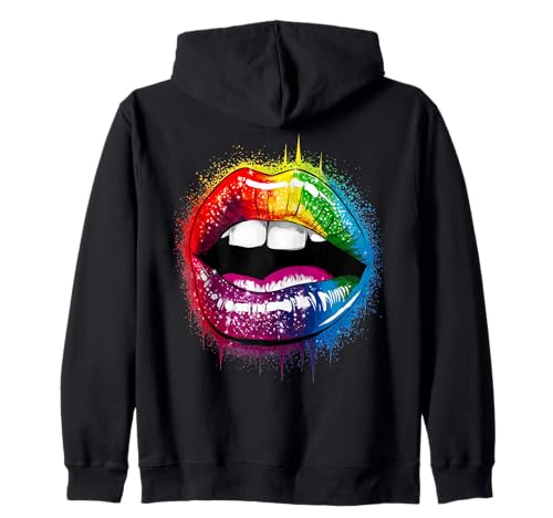 Love is Love Damen Rainbow Lips LGBTQ Pride Love Rainbow Kapuzenjacke Love is Love Damen Rainbow Lips LGBTQ Pride Love Rainbow Kapuzenjacke von Peace Love Colorful Creations