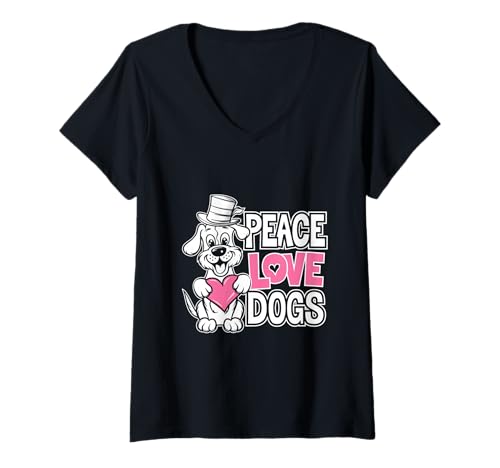 Damen Peace Love Dogs Lustiges Tatzenherz im Retro-Design für Hundeliebhaber T-Shirt mit V-Ausschnitt Damen Peace Love Dogs Lustiges Tatzenherz im Retro-Design für Hundeliebhaber T-Shirt mit V-Ausschnitt von Peace Love Dogs Retro Fun Heart Paw