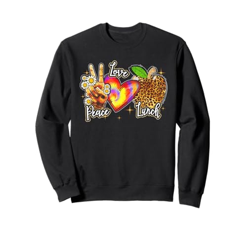 Peace Love Lunch Damen Lustiges Mittagessen Lady Cafeteria Crew Sweatshirt von Peace Love Lunch Womens Lunch Lady Cafeteria
