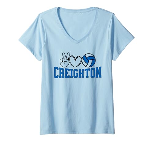 Damen Peace Love Volleyball - Creighton Women Teen Girls Tween T-Shirt mit V-Ausschnitt Damen Peace Love Volleyball - Creighton Women Teen Girls Tween T-Shirt mit V-Ausschnitt von Peace Love Volleyball - Creighton Sports Gifts