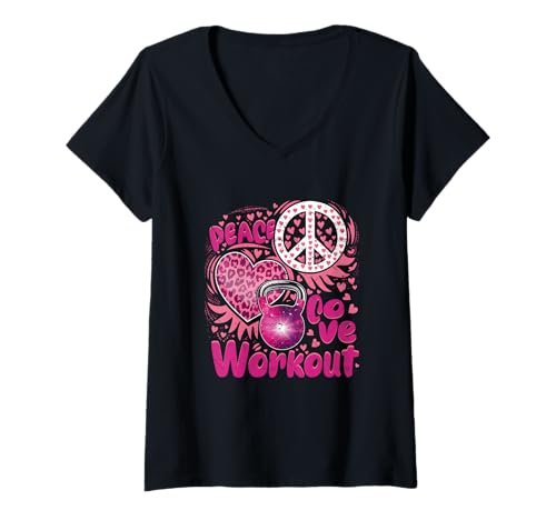 Damen Lustiges Peace Love Workout Gym Lifting Gymer Valentinstag T-Shirt mit V-Ausschnitt Damen Lustiges Peace Love Workout Gym Lifting Gymer Valentinstag T-Shirt mit V-Ausschnitt von Peace Love Workout Lifting Gymer Valentines 0