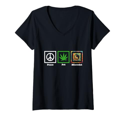 Damen Peace Pot Microdot Hippie Stoner Batik, lustige Grafik T-Shirt mit V-Ausschnitt Damen Peace Pot Microdot Hippie Stoner Batik, lustige Grafik T-Shirt mit V-Ausschnitt von Peace Pot Microdot Hippie Stoner Goods