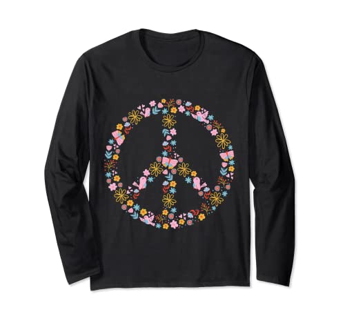 Peace Blumen & Vögel Peace Zeichen Blume Herren & Damen Langarmshirt Peace Blumen & Vögel Peace Zeichen Blume Herren & Damen Langarmshirt von Peace Shop IBK