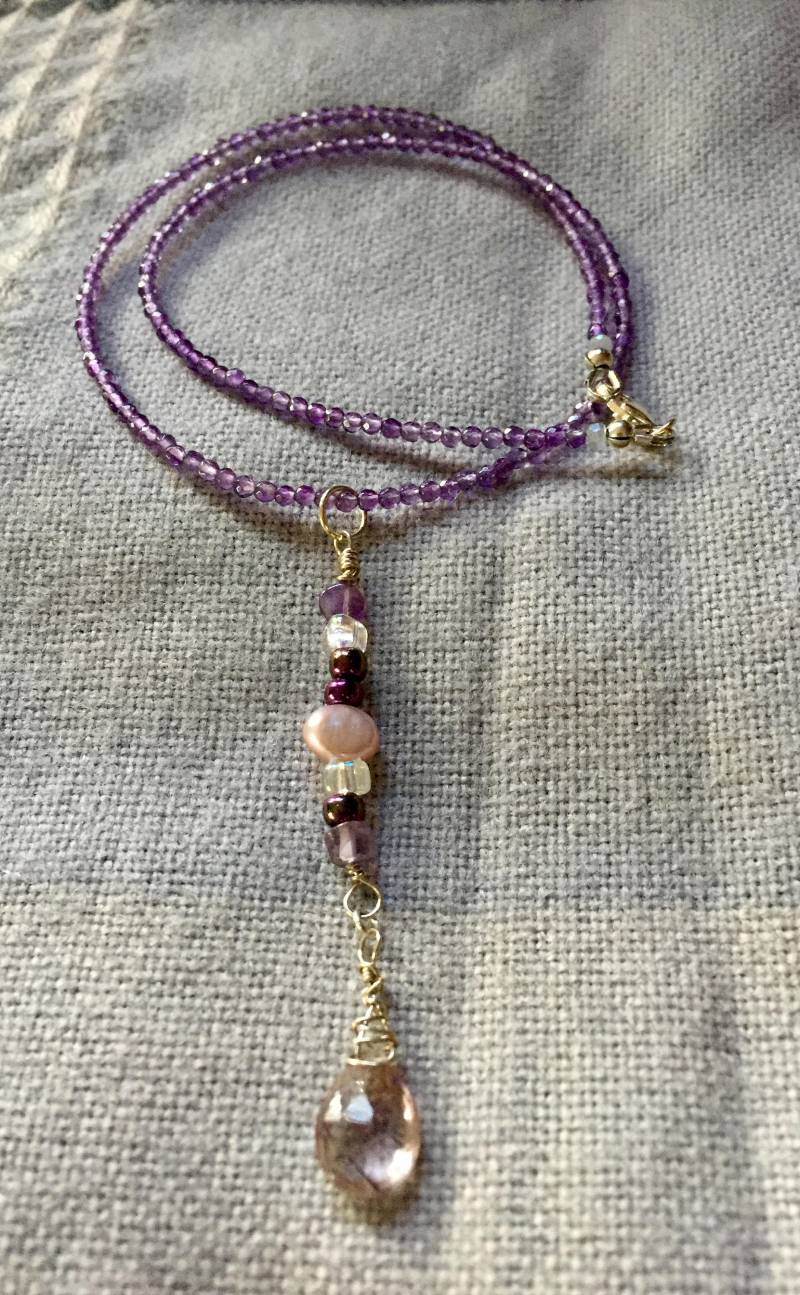 Amethyst-Briolette Y-Kette Amethyst-Briolette Y-Kette von PeaceLoveandBaubles
