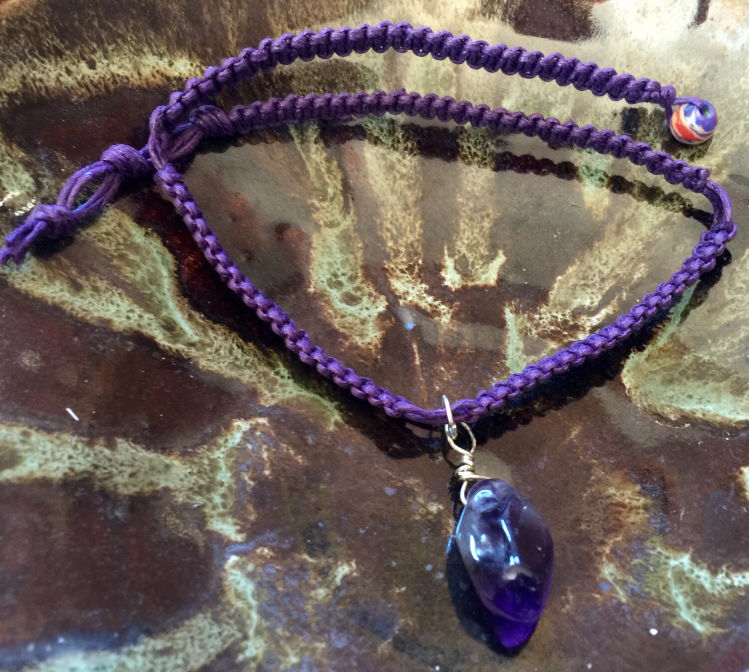 Boho Sterling Silber Und Amethyst Makramee Halsband, Lila Kostenloser Us-Versand Boho Sterling Silber Und Amethyst Makramee Halsband, Lila Kostenloser Us-Versand von PeaceLoveandBaubles