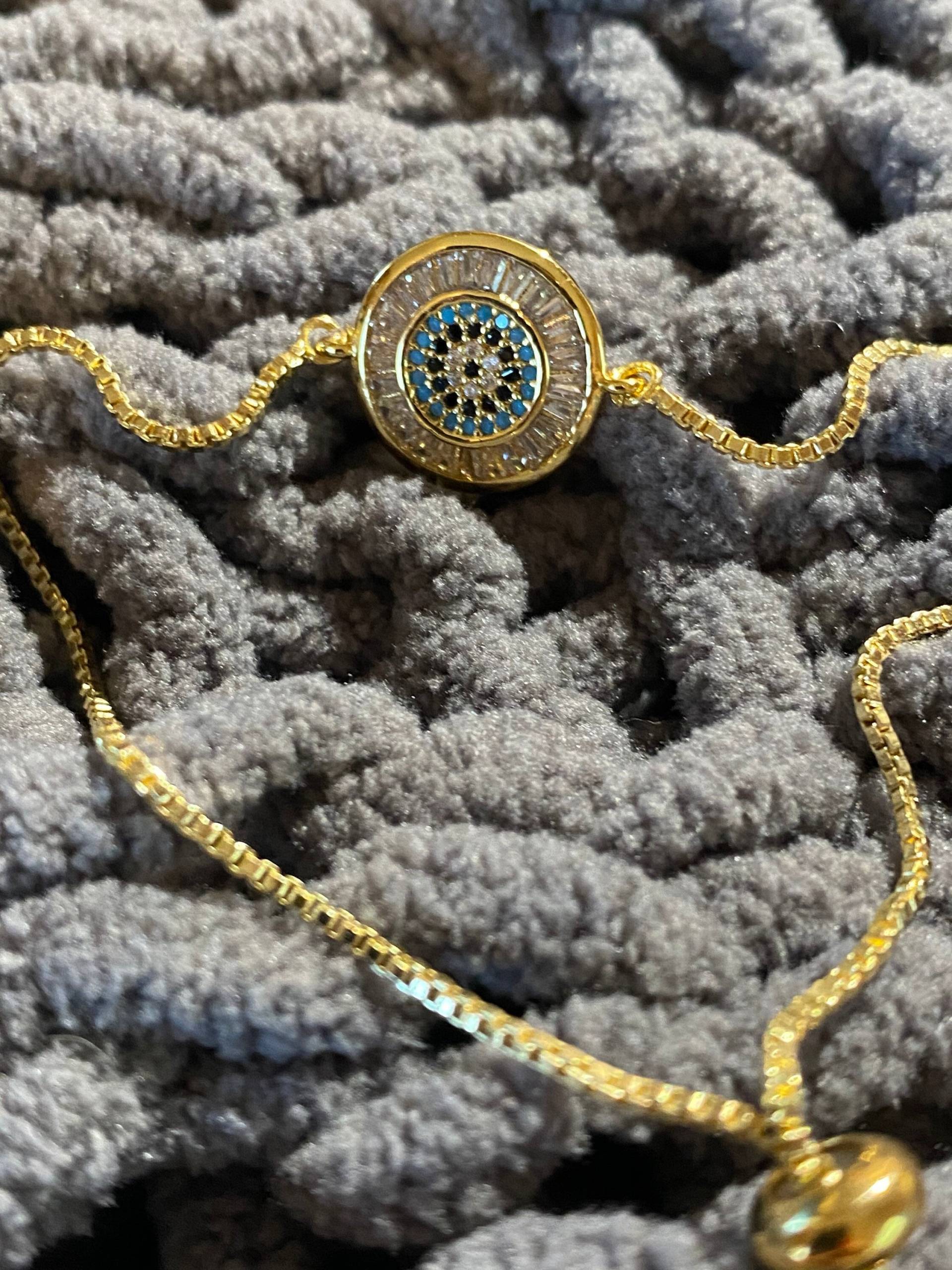 Evil Eye Verstellbares Goldarmband Evil Eye Verstellbares Goldarmband von PeaceLoveandBaubles