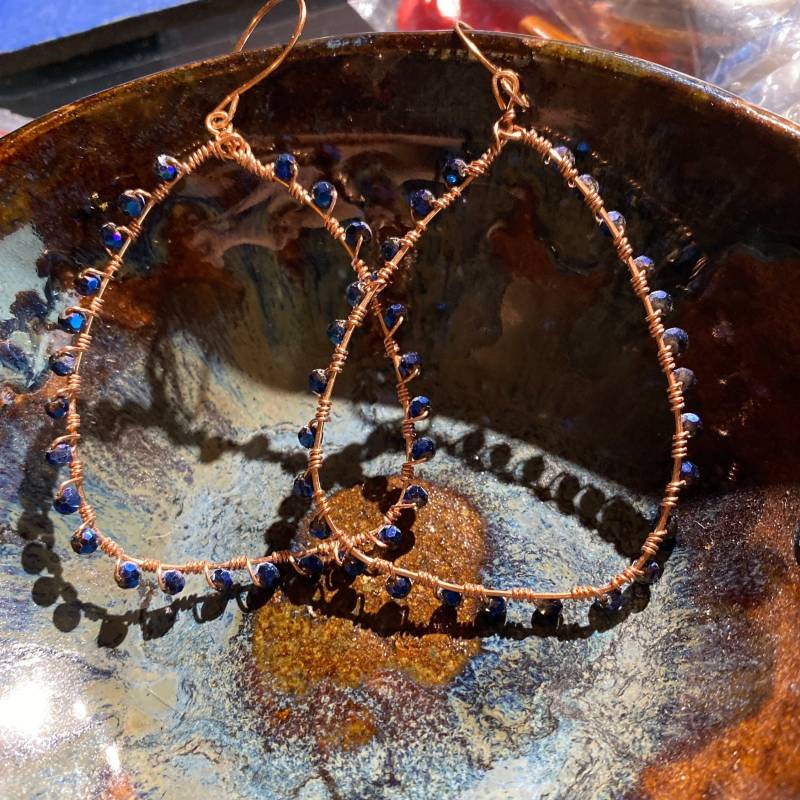 statement Ohrringe, Kupfer Und Blau Kristall Kostenloser Us-Versand statement Ohrringe, Kupfer Und Blau Kristall Kostenloser Us-Versand von PeaceLoveandBaubles