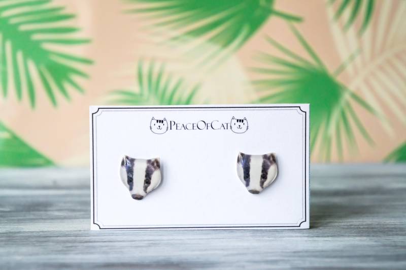 Dachs , Tier Ohrringe Wald Geschenk Schmuck Ohrstecker von PeaceOfCat