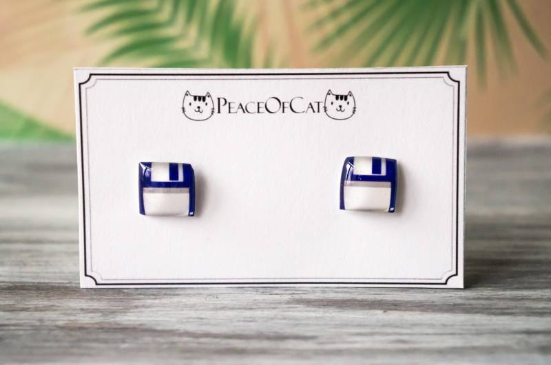 Diskette , Computer Geschenk Geek Geeky Ohrringe Nerdy Disketten Ohrstecker Schmuck Hypoallergen von PeaceOfCat