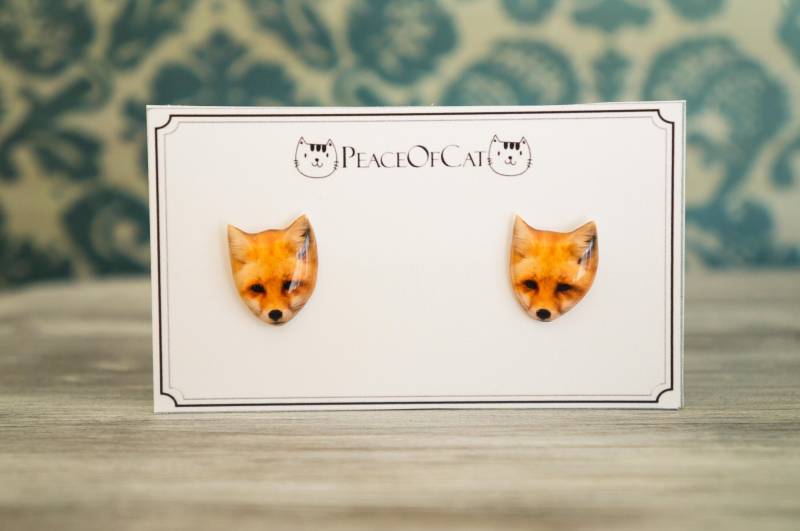Fuchs Schmuck, Ohrringe, Geschenk, Nicklel Frei , Chirurgenstahl Ohrringe Geschenk Tier Ohrstecker Schmuck von PeaceOfCat