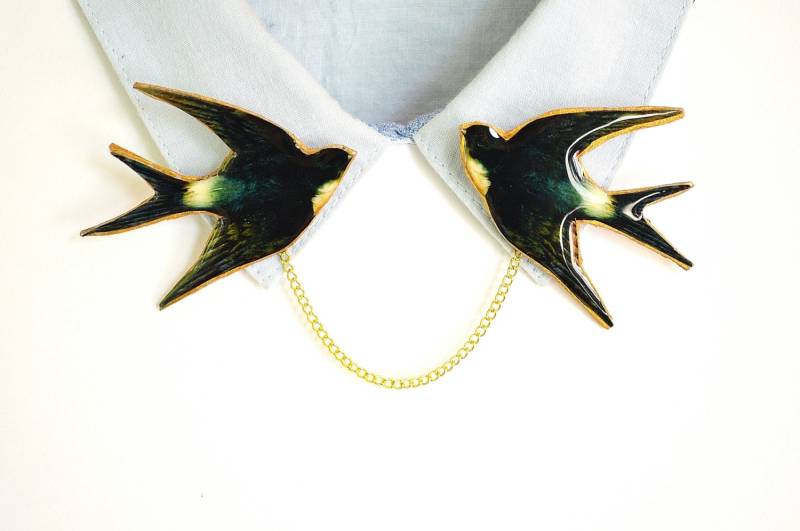 Halsbandkette , Kragenspitzen Vogel Strickjacke Vogelschmuck Brosche Cardigan Guard Pullover Clip Kragenclips Halsbandkette , Kragenspitzen Vogel Strickjacke Vogelschmuck Brosche Cardigan Guard Pullover Clip Kragenclips von PeaceOfCat