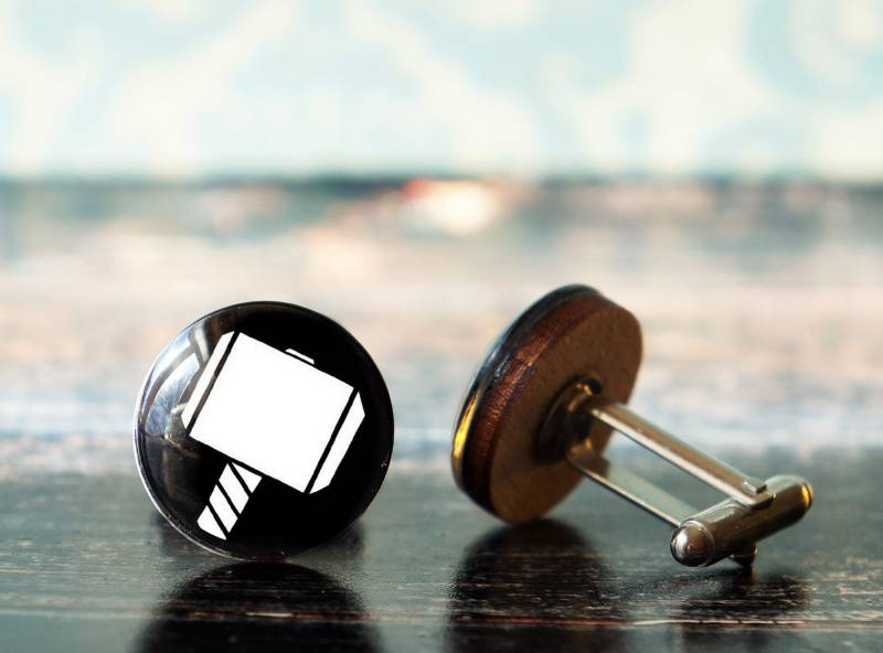 Hammer Manschettenknöpfe , Superheld Wikinger Thorhammer Freund Holz Manschettenknöpfe von PeaceOfCat