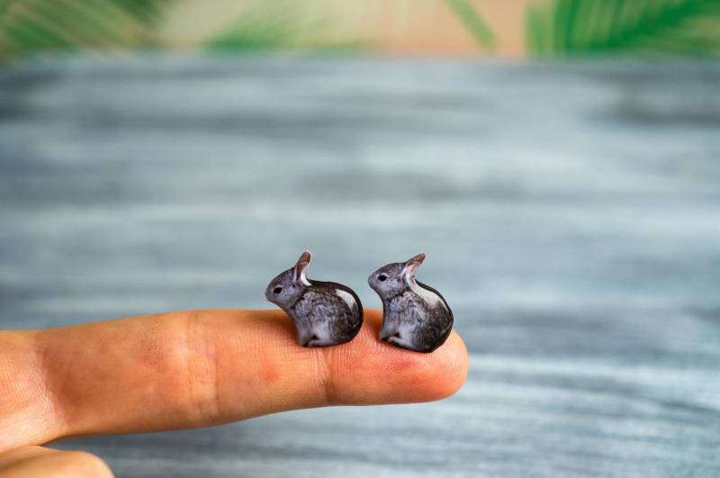 Hasen Geschenk, Ohrringe, Schmuck, Tier Ohrstecker von PeaceOfCat