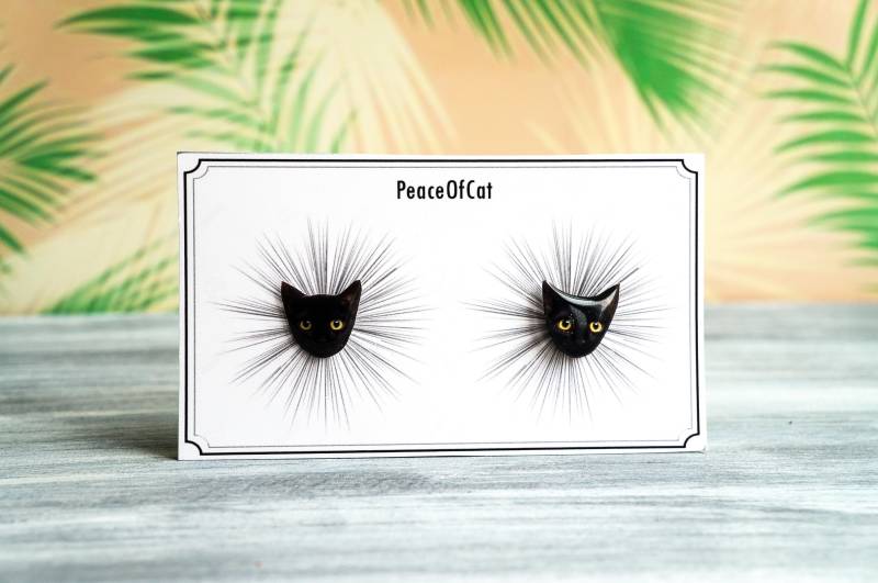 Katzenliebhaber Geschenk , Schwarze Katze Katzenschmuck Katzen Ohrstecker Ohrringe Katzendame Kätzchen Nickelfreie von PeaceOfCat