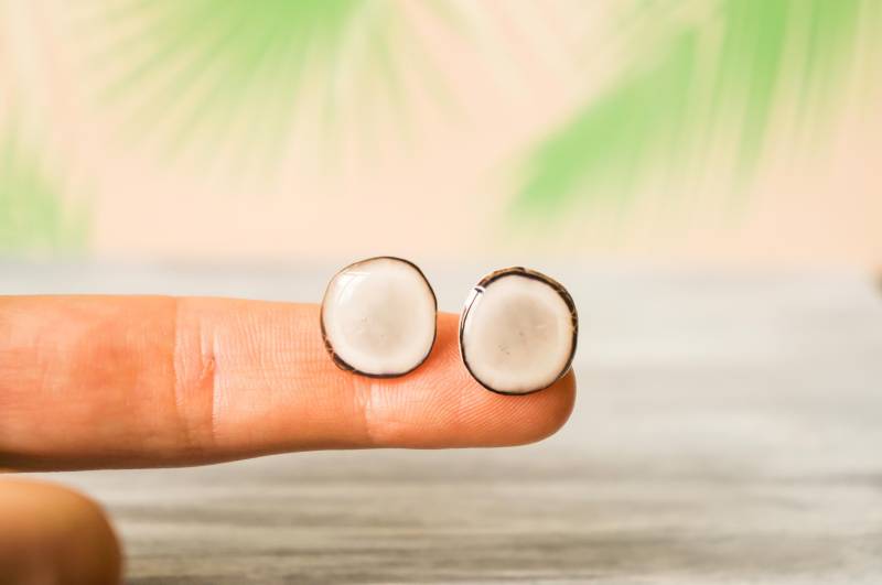 Kokosnusshälften , Kokosnuss Schmuck Obst Essen Ohrringe Kawaii Lustiges Veganes Geschenk von PeaceOfCat