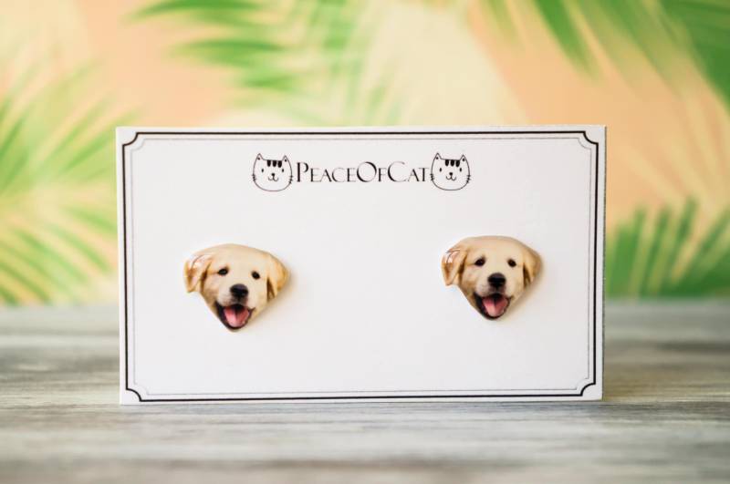 Labrador Retriever , Geschenk Hundeliebhaber Gelbes Lab Schmuck Ohrringe von PeaceOfCat