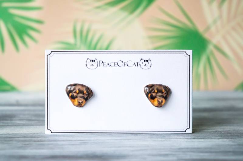 Rottweiler Geschenke, Liebhaber, Mama, Hundeliebhaber Geschenk, Hundeohrringe, Schmuck, Rottie Ohrringe von PeaceOfCat
