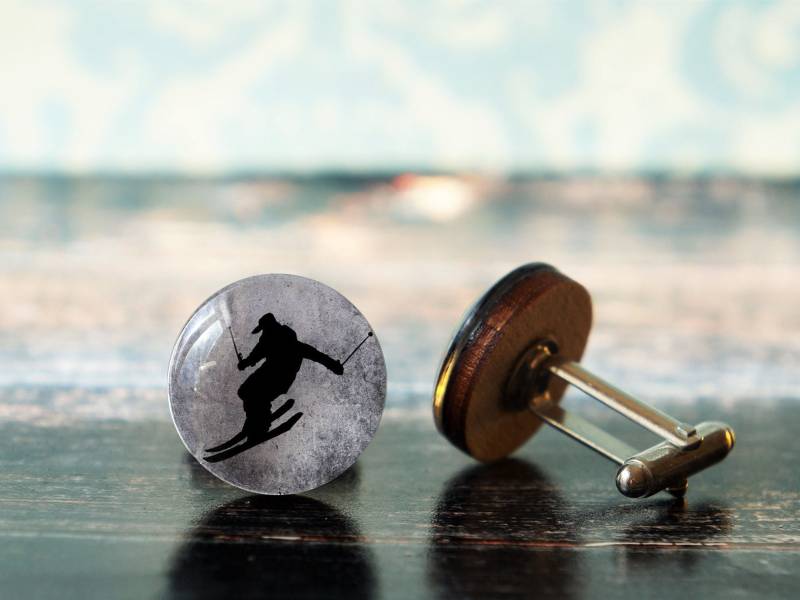 Skigeschenke, Skigeschenk, Geschenk Für Skifahrer, Geschenke Sortiert Manschettenknöpfe, Skifahrer Manschettenknöpfe von PeaceOfCat