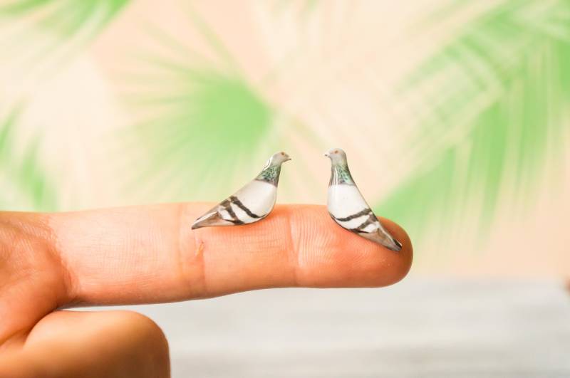 Vogel Ohrringe , Tauben Liebhaber Liebhaber Geschenk Ohrstecker Nickelfreie von PeaceOfCat