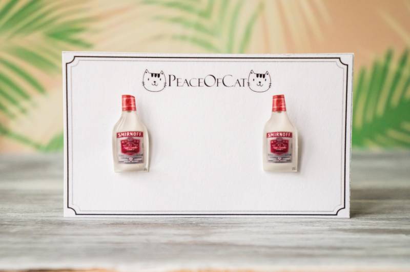 Wodka Geschenk , Schrullige Ohrringe Liebhaber Trinker Flaschenschmuck Flaschen von PeaceOfCat