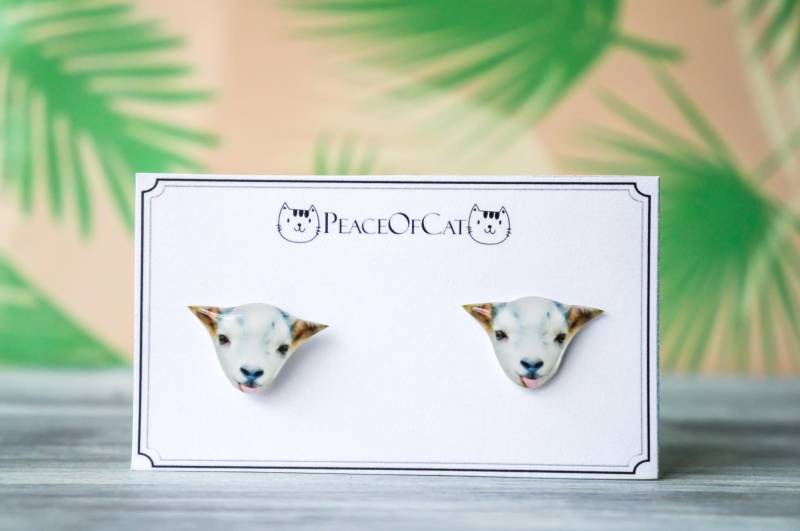 Ziegen Schmuck , Hypoallergen Verrückte Ziegendame Kinderohrringe Ziegenliebhaber Geschenk Tier Ohrringe Ohrstecker von PeaceOfCat