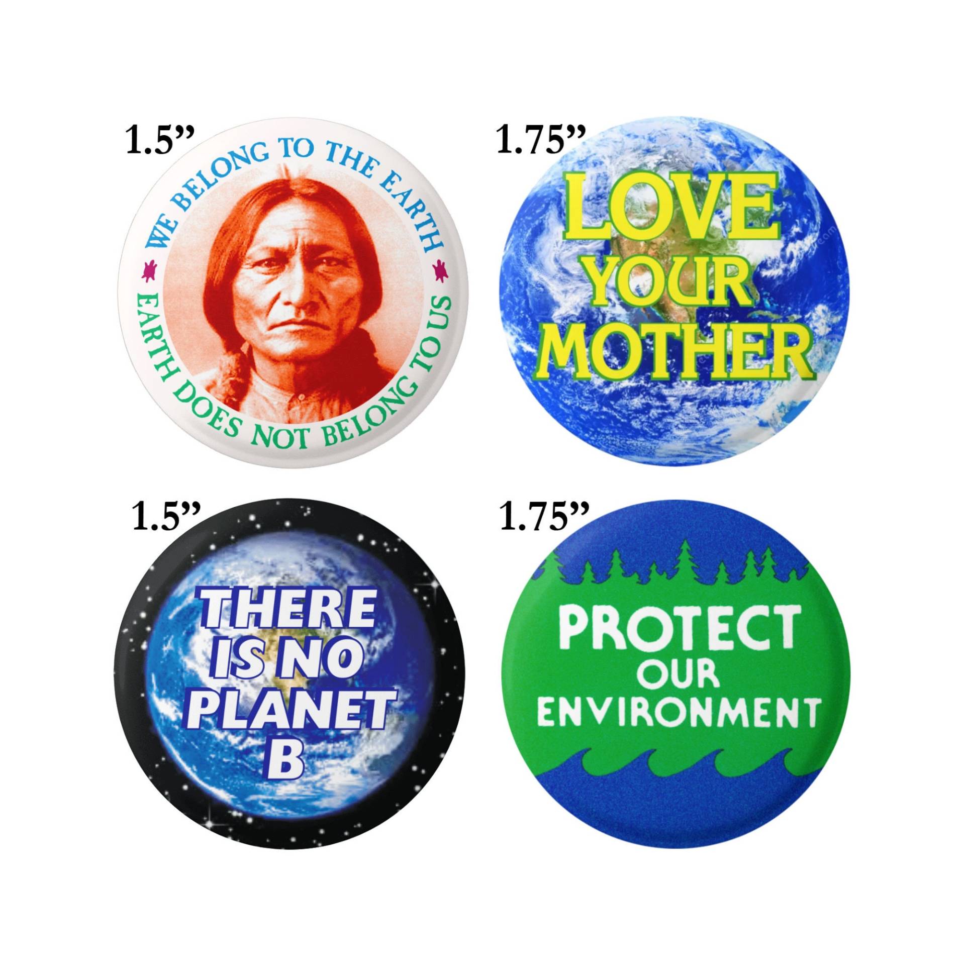 Klimawandel Umweltbewusstsein Global Warming 4Er Set Knöpfe/Pinbacks von PeaceResourceProject