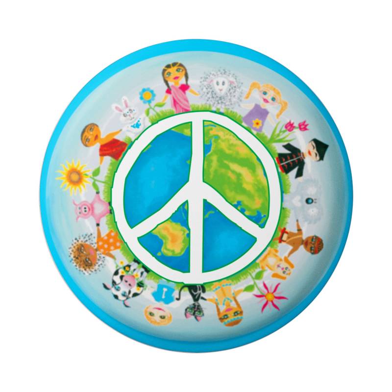 Peace Sign Over Earth With Children - Unity Button Pinback Für Rucksäcke, Jacken, Mützen Oder Kühlschrankmagnet Rund 1, 75 Zoll von PeaceResourceProject