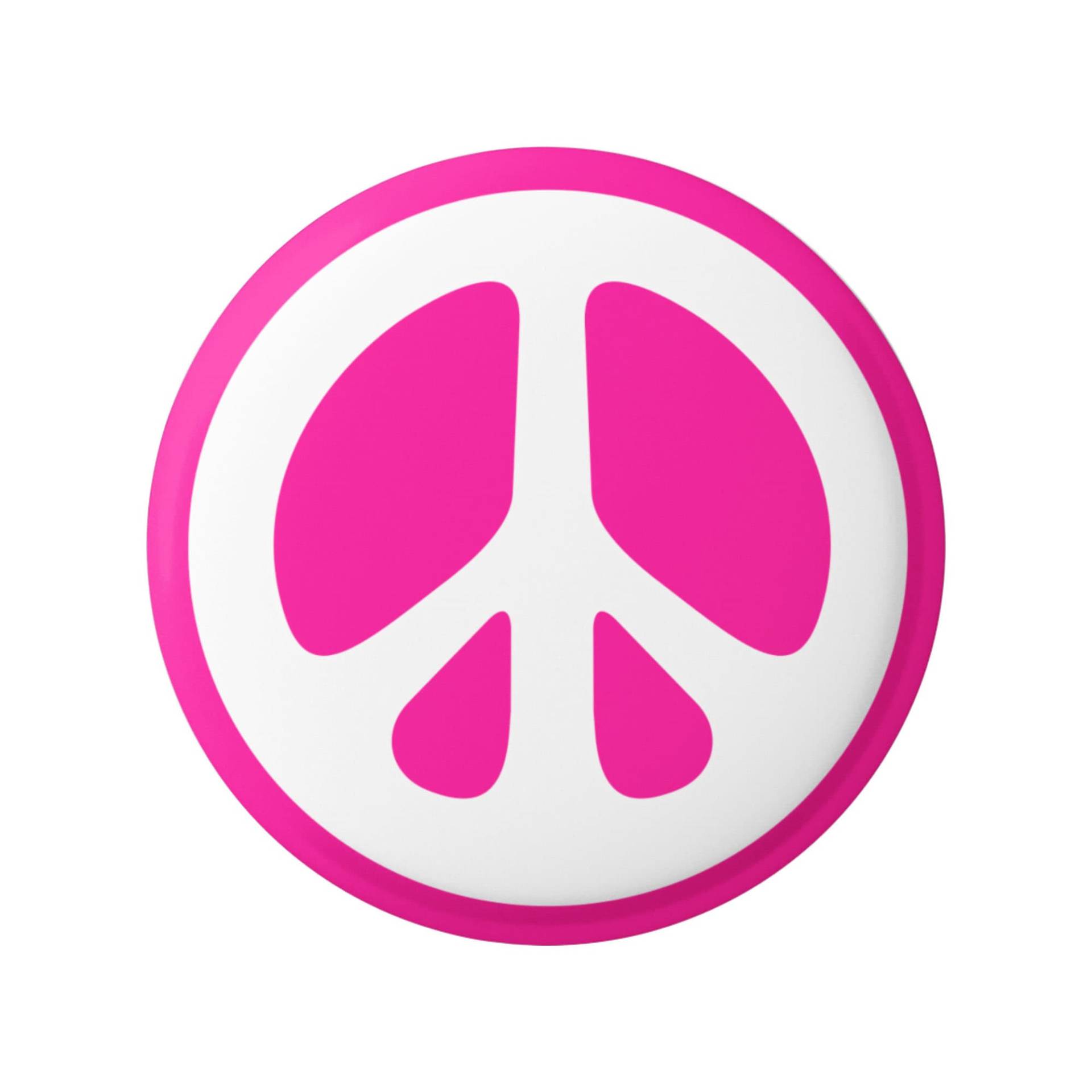 Peace Sign White Over Hot Pink Hippie 60Er Jahre Knopf Für Rucksäcke, Jacken, Mützen Oder Kühlschrankmagnet Rund 1, 25 Zoll von PeaceResourceProject