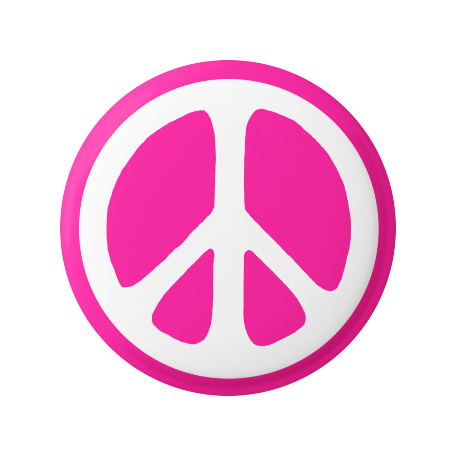 Peace Sign White Over Hot Pink Hippie 60Er Jahre Knopf Für Rucksäcke, Jacken, Mützen Oder Kühlschrankmagnet Rund 1, 5 Zoll von PeaceResourceProject