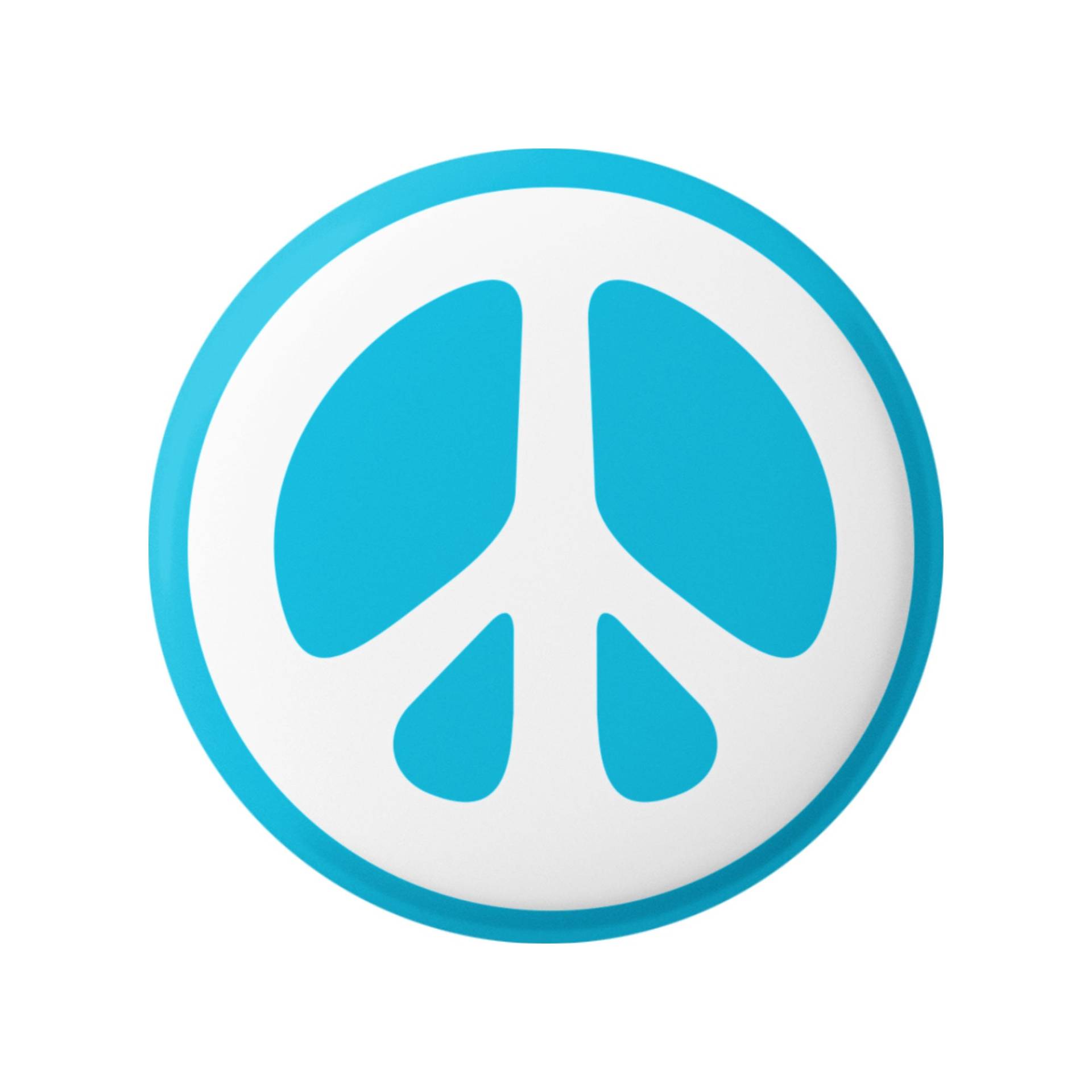 Peace Sign White Over Sky Blau Hippie 60Er Jahre Knopf Für Rucksäcke, Jacken, Mützen, Oder Kühlschrankmagnet Rund 1, 25 Zoll von PeaceResourceProject