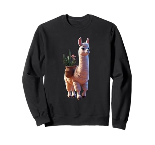 EIN friedliches Cartoon-Lama, lustiges Unisex-Design, für Herren und Damen Sweatshirt von Peaceful Cartoon llama Funny Design Men Women Tee