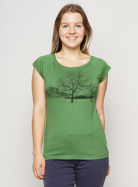 Peaces.bio - handbedruckte Biomode Bambus Shirt Landscape Damen von Peaces.bio - handbedruckte Biomode