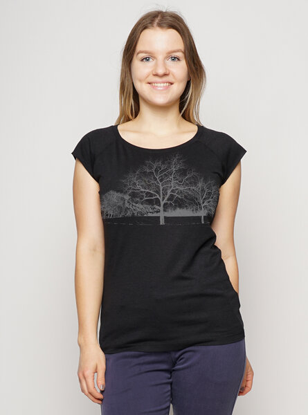 Peaces.bio - handbedruckte Biomode Bambus Shirt Landscape Damen von Peaces.bio - handbedruckte Biomode