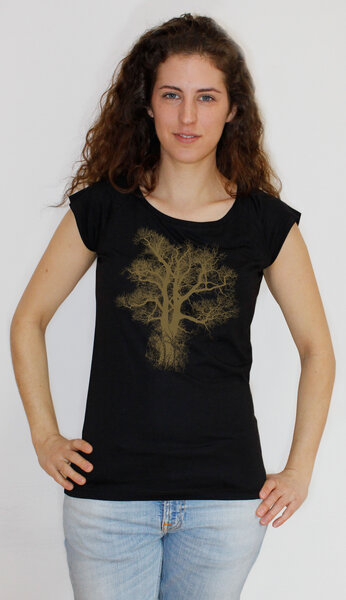 Peaces.bio - handbedruckte Biomode Bambus-T-Shirt mit Biobaumwolle Chestnut von Peaces.bio - handbedruckte Biomode