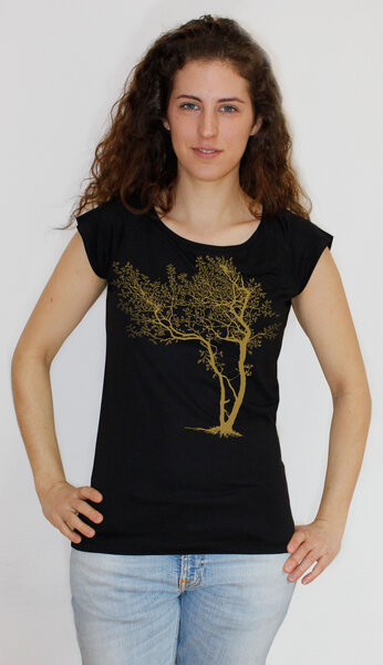 Peaces.bio - handbedruckte Biomode Bambus-T-Shirt mit Biobaumwolle Fancy Tree von Peaces.bio - handbedruckte Biomode