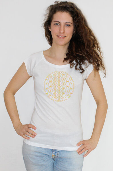 Peaces.bio - handbedruckte Biomode Bio-Bambus-Viskose Shirt "Die Blume des Lebens" von Peaces.bio - handbedruckte Biomode