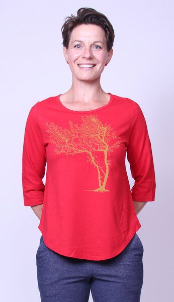 Peaces.bio - handbedruckte Biomode Bio-Damen-3/4 Arm Shirt- Fancy Tree von Peaces.bio - handbedruckte Biomode