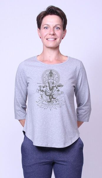 Peaces.bio - handbedruckte Biomode Bio-Damen-3/4 Arm Shirt Ganesha von Peaces.bio - handbedruckte Biomode