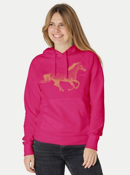 Peaces.bio - handbedruckte Biomode Bio-Damen-Kapuzensweater Horsepower von Peaces.bio - handbedruckte Biomode