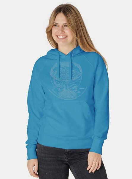 Peaces.bio - handbedruckte Biomode Bio-Damen-Kapuzensweater Weltenesche von Peaces.bio - handbedruckte Biomode
