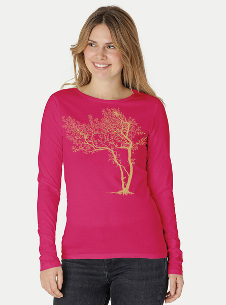 Peaces.bio - handbedruckte Biomode Bio-Damen-Langarmshirt "Fancy Tree" von Peaces.bio - handbedruckte Biomode