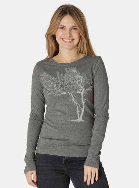 Peaces.bio - handbedruckte Biomode Bio-Damen-Langarmshirt "Fancy Tree" von Peaces.bio - handbedruckte Biomode