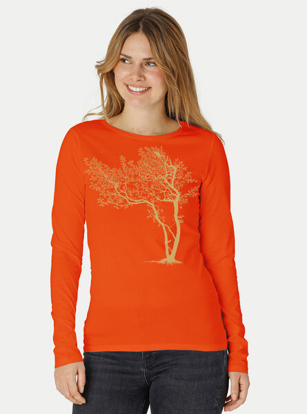 Peaces.bio - handbedruckte Biomode Bio-Damen-Langarmshirt "Fancy Tree" von Peaces.bio - handbedruckte Biomode