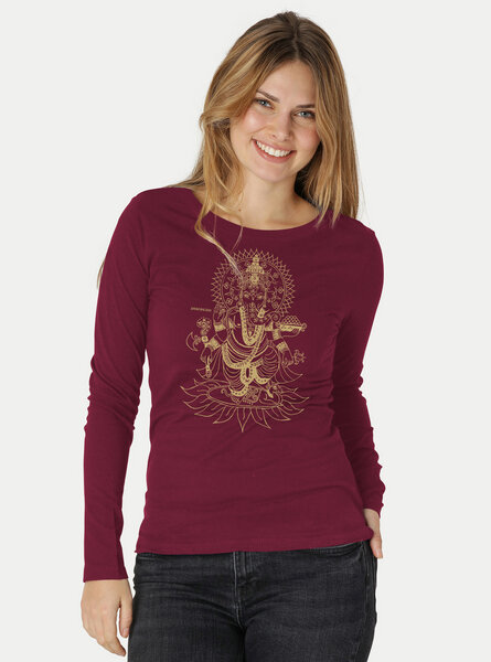 Peaces.bio - handbedruckte Biomode Bio-Damen-Langarmshirt Ganesha von Peaces.bio - handbedruckte Biomode