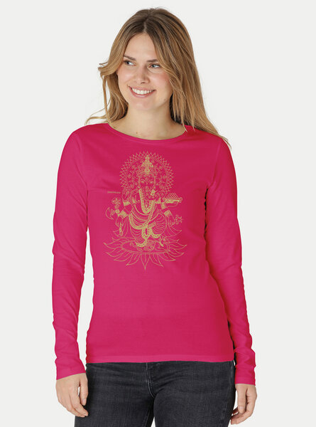 Peaces.bio - handbedruckte Biomode Bio-Damen-Langarmshirt Ganesha von Peaces.bio - handbedruckte Biomode