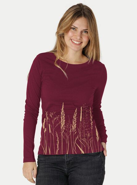 Peaces.bio - handbedruckte Biomode Bio-Damen-Langarmshirt Gräservielfalt Peaces.bio - handbedruckte Biomode Bio-Damen-Langarmshirt Gräservielfalt von Peaces.bio - handbedruckte Biomode