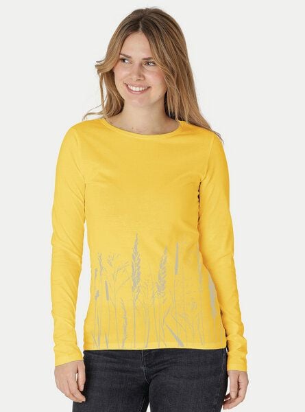 Peaces.bio - handbedruckte Biomode Bio-Damen-Langarmshirt Gräservielfalt von Peaces.bio - handbedruckte Biomode