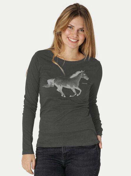 Peaces.bio - handbedruckte Biomode Bio-Damen-Langarmshirt Horsepower Peaces.bio - handbedruckte Biomode Bio-Damen-Langarmshirt Horsepower von Peaces.bio - handbedruckte Biomode